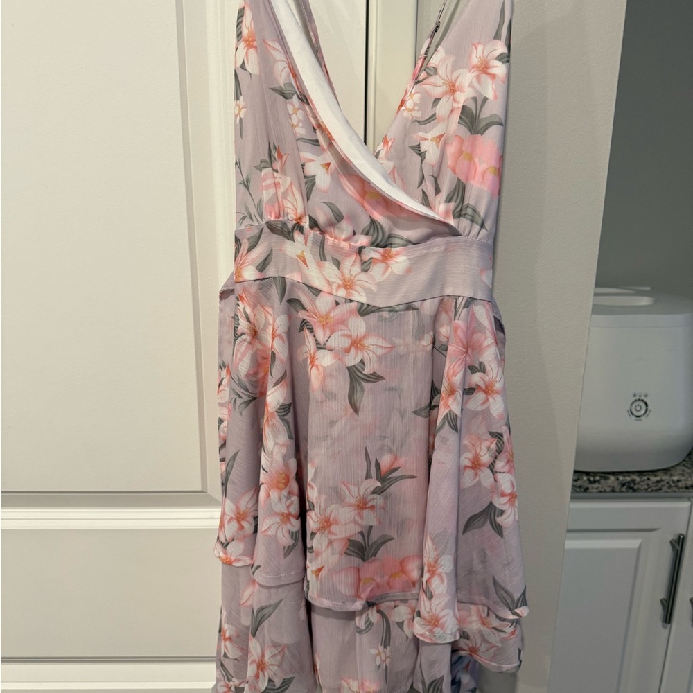 Floral Pink Sleeveless Dress